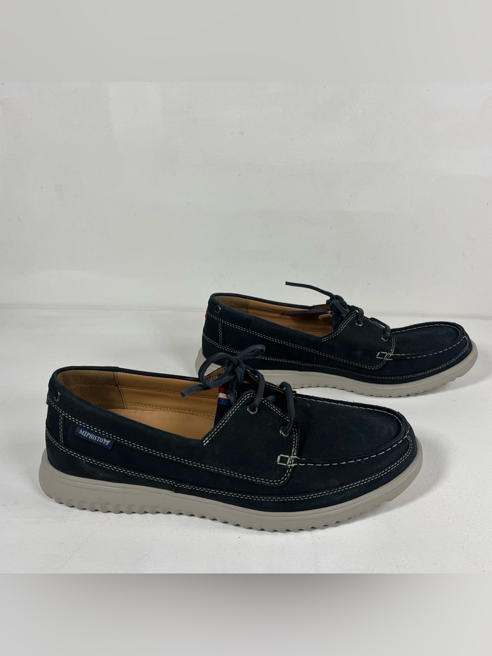 Mephisto Trevis Suede Leather Boat Shoes Blue Mens 11.5 Portugal EUC Light Use